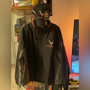 NEW Chevrolet Corvette Racing Official Team Rain Jacket (XL) + Hat Combo